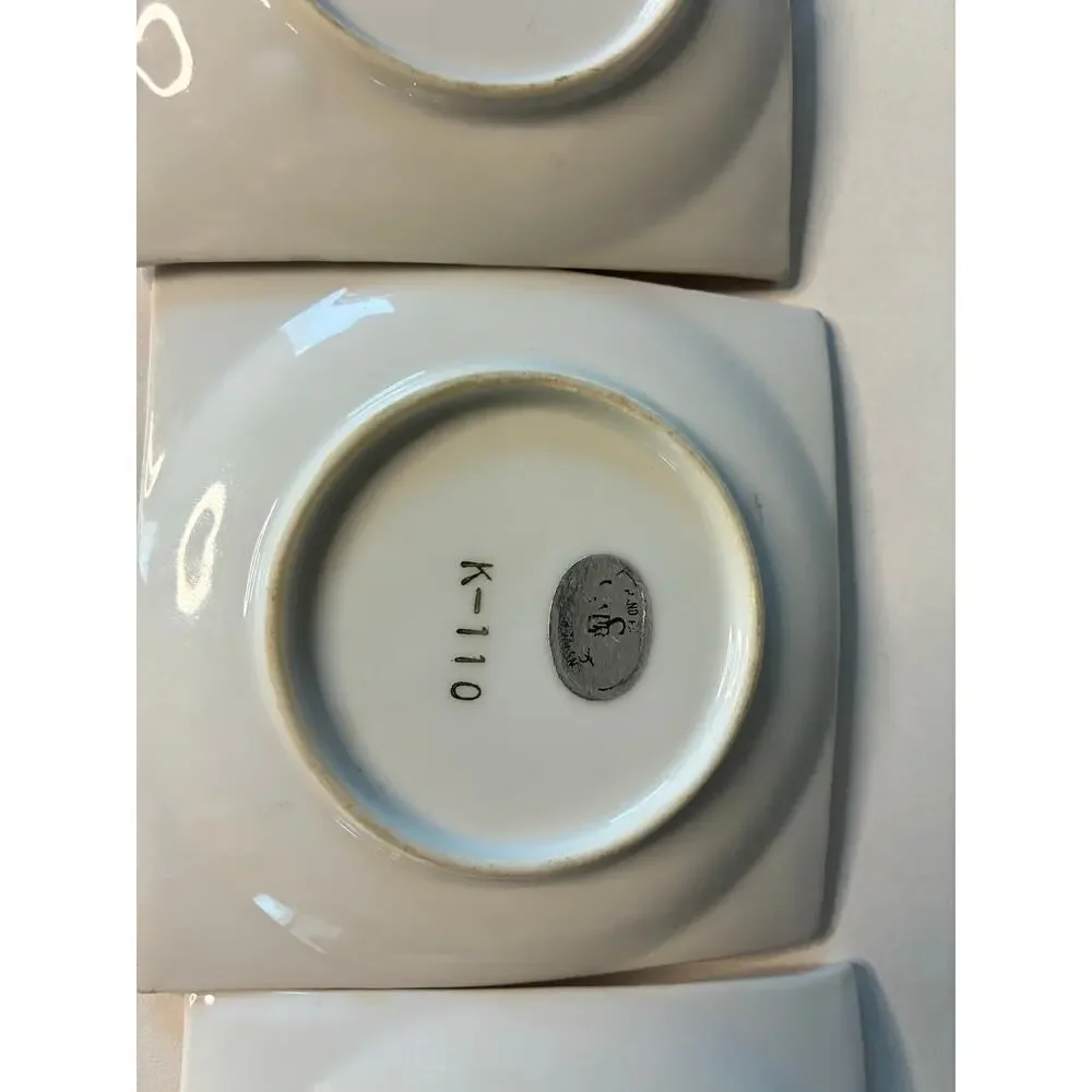 Vintage Hand-Painted Square Floral Trinket Dishes – Set of 3 (Japan, K-110)